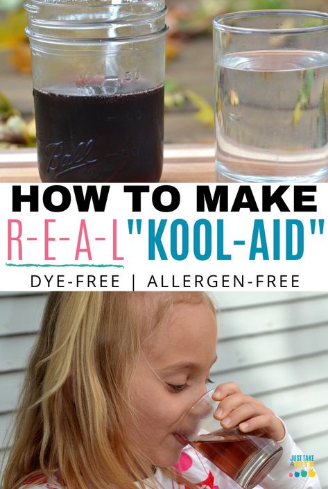 How To Make REAL "Kool-Aid" | A Fun Dye-Free Drink for Kids! Homemade Kool Aid, Kool Aid Alternative, Diy Yoohoo Drink, Dye Free Juice, Herbal Kool Aid, Food Dye Free Diet, How To Make Kool Aid, Dye Free Drinks For Kids, Dye Free Recipes