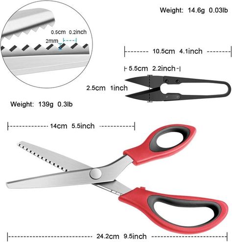 Professional Dressmaking Sewing Craft Zig Zag Cut Scissors, Suitable for Many Kinds of Fabrics and Paper, 9 Inch Types Of Scissors, Zig Zag Scissors, Pinking Shears, Kinds Of Fabric, Sewing Stores, Dressmaking, Zig Zag, Sewing Crafts, Sewing