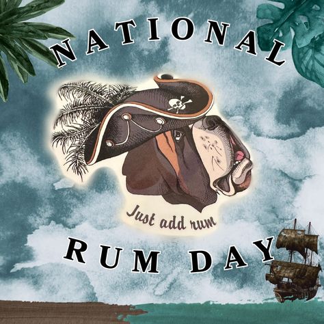 It's National Rum Day! Stop in to find some pirate finds! #nationalrumday #pirates #piratedog #piratestickers #justaddrum #pirates Rum, Dogs, Quick Saves