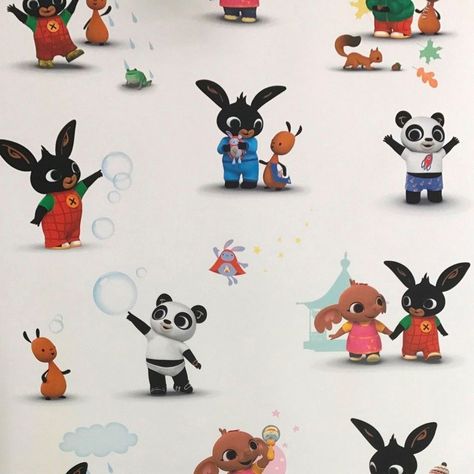 Bing Bunny Wallpaper WP4-BIN-BUN-12 Boy And Girl Wallpaper, Bing Bunny, Hallway Wallpaper, Wallpaper Nursery, Repeated Pattern, Girls Wallpaper, Bunny Wallpaper, Bedroom Wallpaper, Kids Room Organization