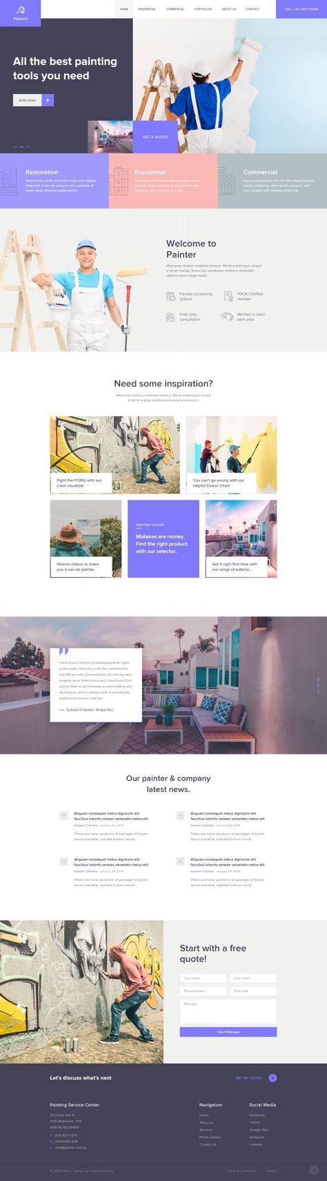 Hello everyone,  I’m happy to share home page for "Painter". A custom painter home page for high-end painting service in Sydney. I tried to make it simple and minimal and user-friendly. Painting Services Website, Painting Website Design Inspiration, Painter Website Design Inspiration, Paint Website Design, Painter Website Design, Painting Website Design, Sales Funnel Design, Finance Website, Cat Website