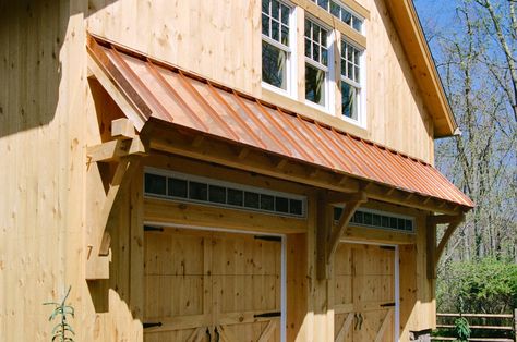 Timber Frame Eyebrow Roof: The Barn Yard & Great Country Garages Eyebrow Roof Over Garage, Eyebrow Roof Over Garage Door, Shed Roof Over Door, Shed Roof Over Garage Doors, Barn Roof Styles, Eyebrow Roof, Rustic Home Exterior, Tractor Barn Shed Roof, Garage Builders