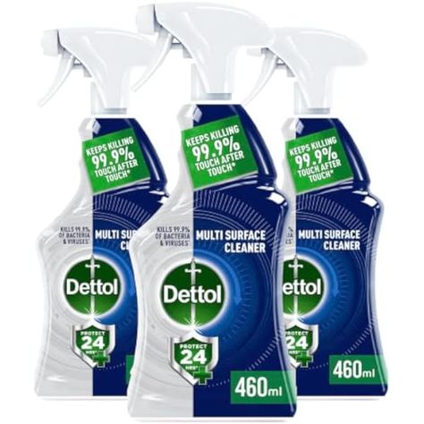 Dettol Protect 24 hour Antibacterial Disinfectant Multi Surface Spray Cleaner - Ocean Fresh - 460ml x 6 : Amazon.co.uk: Grocery Spray Cleaner, Cleaning Stuff, Soap Scum, Clean House, Spray