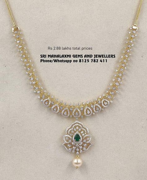 SRI MAHALAXMI GEMS & JEWELLERS on Instagram: “2.88 lakhs total price Diamond necklace Including red n green color changeable set. Visit us for best design at most competitive prices” Floor Showroom, Diamond Pendants Designs, Diamond Necklace Designs, Bold Necklace, Diamond Jewelry Designs, Gold Jewellery Design Necklaces, Jewelry Design Necklace, Bridal Jewellery, Best Diamond