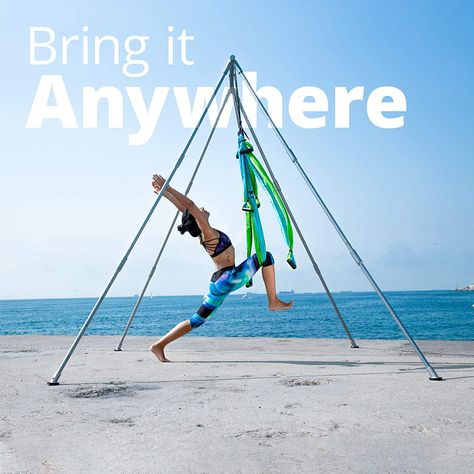 Arrives by Wed, Aug 9 Buy HECASA 97 in Aerial Yoga Frame Yoga Swing Bar Aerial Yoga Trapeze Stand 551 lhs/250kg Triangle for Indoor Outdoor Yoga Stand Yoga Rig Yoga Sling Universal Inversion Equipment Aluminum Silvery at Walmart.com Silk Yoga, Yoga Trapeze, Air Yoga, Aerial Yoga Poses, Yoga Inversions, Yoga Hammock, Yoga Space, Yoga Equipment, Outdoor Yoga