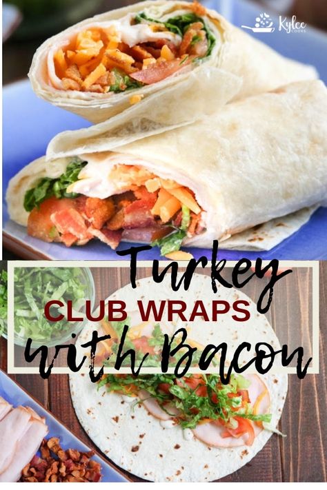 Turkey Club Wraps, Turkey Club Wrap, Bacon Lunch, Club Wrap, Pork Wraps, Turkey Club, Lunch To Go, Easy Lunch, Wrap Recipes