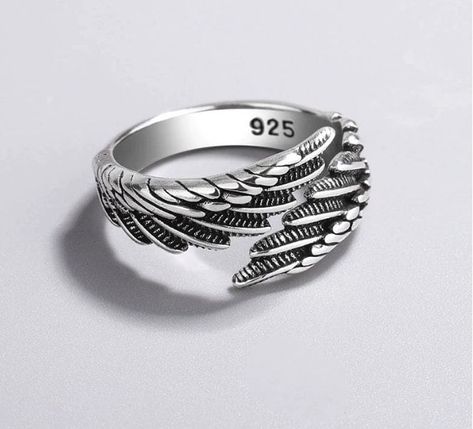 Vintage Angle Wings Silver Adjustable Ring 925 Sterling Silver One Size Fit all Angel Wing Ring, Handmade Jewelry Ring, Feather Ring, Silver Wings, Silver Feather, Birthday Jewelry Gift, Fashion Ring, Color Ring, Rings For Her