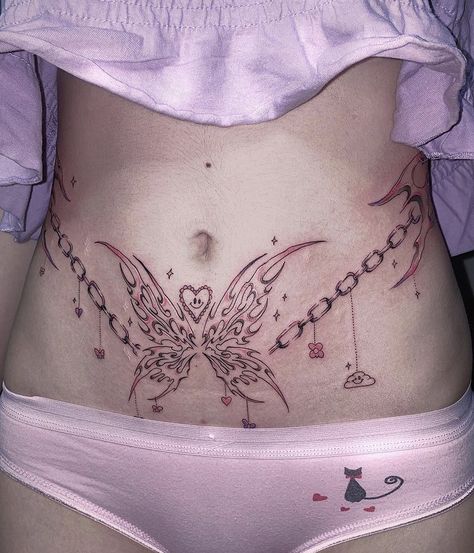 Waist Tattoos, Torso Tattoos, Tatuaje A Color, Stomach Tattoos, Discreet Tattoos, Aesthetic Tattoo, Dream Tattoos, Dope Tattoos, Simplistic Tattoos