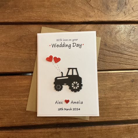 Tractor Wedding, Farmer Wedding, Wedding Card Congratulations, Young Farmers, Personalised Wedding Cards, Wedding Congratulations Card, Envelope Card, Wedding Greeting Cards, Engagement Cards