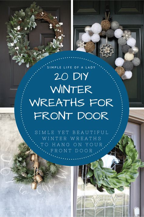 Looking for winter wreaths that you can use throughout the season? Try making any of these winter wreaths - they're gorgeous for your front door! Diy Winter Wreath Ideas, January Wreaths For Front Door Winter, Winter Wreaths After Christmas, January Wreath, Diy Winter Wreath, Diy Wreaths Decor, Winter Wreath Diy, Wreath Project, Winter Decorations Diy