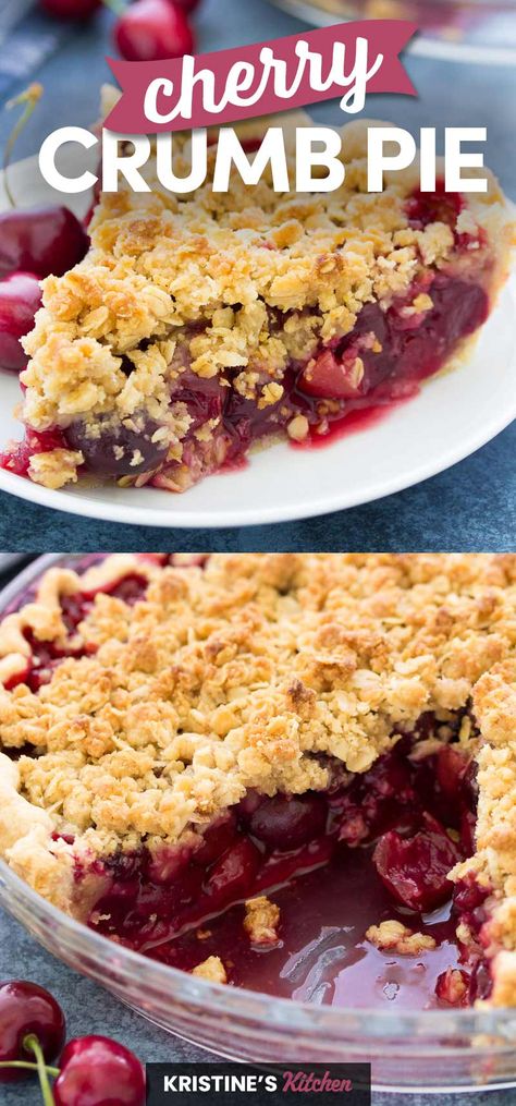 Cherry Crumble Pie, Cherry Crumb Pie, Fresh Cherry Pie, Fresh Cherry Recipes, Cherry Pie Filling Recipes, Homemade Pie Recipes, Crumb Pie, Homemade Cherry Pies, Cherry Crumble