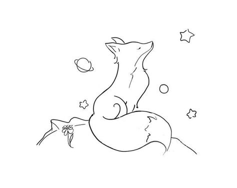 Small Fox Tattoo, Darkside Tattoo, Fox Sketch, Little Prince Tattoo, Fox Tattoo Design, Prince Tattoos, Fox Drawing, Couple Tattoo, Fox Tattoo