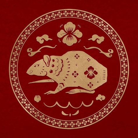 Year of rat badge vector gold Chinese horoscope zodiac animal | premium image by rawpixel.com / Nunny Rat Zodiac, Chinese Zodiac Rat, Chinese Horoscope, Dad Tattoos, Year Of The Rat, Chinese Zodiac Signs, Pet Signs, Zodiac Star Signs, Chinese Zodiac