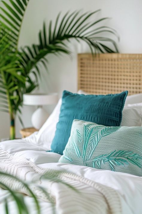 Beach-Themed Bedroom: Coastal Decor Essentials Green Beach Bedroom, Bedroom Coastal, Beach Themed Bedroom, Green Beach, Themed Bedroom, Beach Bedroom, Beach Wall Decor, Ocean Colors, Peaceful Places