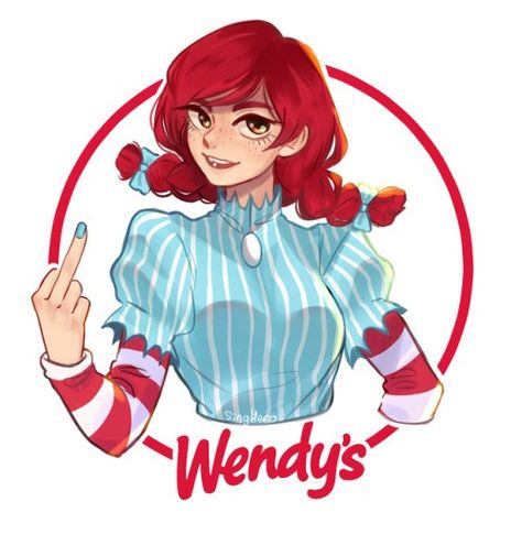 Wendy's Mascot, Fast Food Fanart, Food As People, Things As People, Wendy Anime, Food Fanart, Fast Foods, Random Art, Character Art