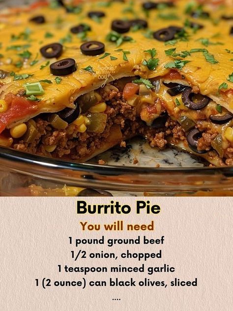 Mama's Yammy recipes Burrito Pie, Nails Wallpaper, Dinner Desserts, Best Burger Recipe, Homemade Mexican, Tacos And Burritos, Mexican Foods, Yummy Casseroles, Burger Recipe