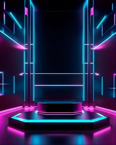 Photo minimal simmetric neon podium for ... | Premium Photo #Freepik #photo Hud Elements, Photo Minimal, Background Neon, Birthday Photo Frame, Stage Set Design, Neon Backgrounds, Scenery Background, Logo Design Art, Best Background Images