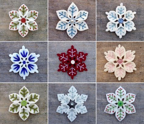 How to DIY Felt Snowflake | www.FabArtDIY.com LIKE Us on Facebook ==> https://www.facebook.com/FabArtDIY Felt Ornaments Patterns, Felt Crafts Christmas, Felt Christmas Decorations, Felt Christmas Ornaments, Fabric Christmas Ornaments, Christmas Ornament Crafts, Christmas Sewing, Snowflake Pattern, Christmas Ornaments To Make