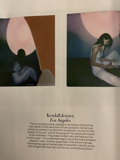 Kendall Jenner James Turrell, James Turrell Kendall Jenner, How To Be Kendall Jenner, Kendall Jenner Reading, Kendall Jenner Lifestyle, Spiritual Exercises, Kendall Jenner Aesthetic, Kendall Jenner Instagram, Kendall Jenner Photos