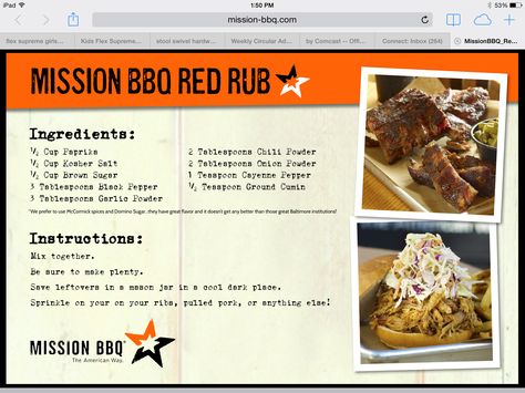 Mission BBQ rub for ribs, pulled pork or anything Smoked Pulled Pork Rub Recipe, Mission Bbq Pulled Chicken Recipe, Spicy Bbq Rub Recipe, Mission Bbq Pulled Pork Recipe, Honey Bbq Dry Rub Recipe, Rub For Ribs, Bbq Pulled Chicken Recipes, Mission Bbq, Bbq Rub Recipe