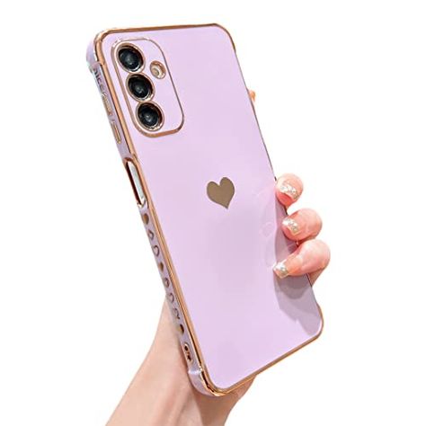 phylla Compatible with Samsung Galaxy A24 4G 6.5” Phone Case Elegant Aesthetic Cute Love Heart Cover for Women Luxury Plating Camera Protection Soft Silicone Shockproof Bumper for Galaxy A24 (Purple) Samsung A14 Case Aesthetic, Cute Love Heart, Bday Gift, Rosé Aesthetic, Pretty Phone Cases, Elegant Aesthetic, Aesthetic Cute, Samsung Phone Cases, Samsung Galaxy S4