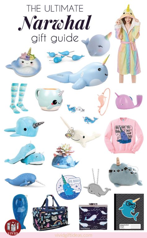 The ultimate list of cute narwhal stuff to get for the narwhal lovers in your life. Discover some of the most unique and fascinating narwhal products you have never seen. We have to admit that sea unicorns are magically cute! These 31 narwhal gifts that we've handpicked are hard to resist. You might end up buying it for yourself.   Narwhal Gifts for the Sea Unicorn Lovers Narwhal-Themed Decorations and Housewares 1. Narwhal Mug Feel the magical vibe when you drink your morning coffee. 2. Sea ... Narwhal Birthday Party, Narwhal Party, Sea Unicorn, Unique Gifts For Boys, Kawaii Narwhal, Sea Stuff, Unicorn Stuff, Cute Narwhal, Ariel Party