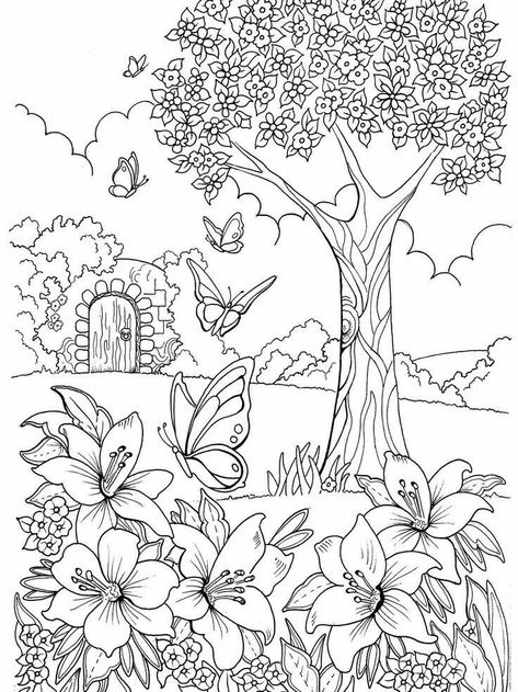 Modele Zentangle, Coloring Pages Nature, Garden Coloring Pages, Spring Coloring Pages, Mandala Coloring Books, Pola Sulam, Coloring Pages To Print, Coloring Book Art, Mandala Coloring Pages