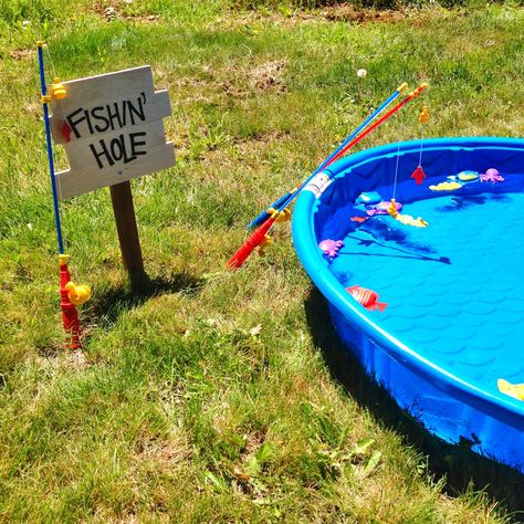 Fishing Hole Game, Fishing Birthday Party Boys, Fishing Themed Birthday Party, Fishing Birthday Party, O Fish Ally, Fishing Hole, Boys First Birthday Party Ideas, Boys 1st Birthday Party Ideas, Fishing Party