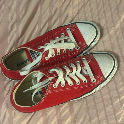 Red Low Top Converse Low Top Converse, Converse Low, Converse Shop, Red Converse, Wearing Red, Converse Shoes, Low Top, Converse, Size 7