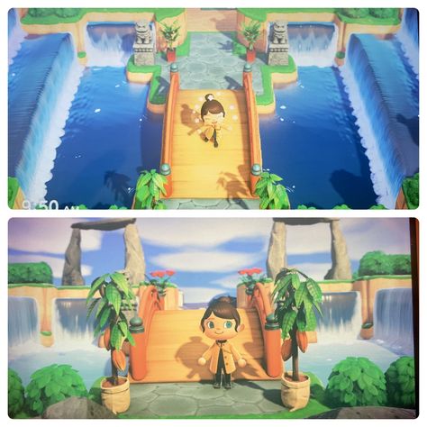 Animal crossing new horizons Animal Crossing Construction Ideas, Animal Crossing Entrance Ideas Airport, Tropicore Acnh, Acnh Island Entrance Ideas, Acnh Switch, Acnh Layout, Acnh Entrance, Acnh Tips, Dock Ideas