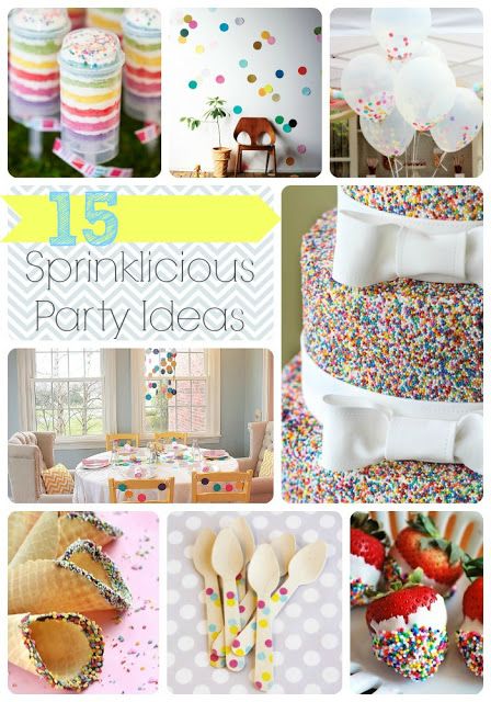 These 15 fun ideas will add an extra "sprinkle" to any party no matter the occasion. Breakfast Parties, Sprinkles Birthday Party, Sprinkle Shower, Sprinkle Party, Cupcake Birthday, Polka Dot Party, Sprinkle Baby Shower, Birthday Themes, Confetti Party