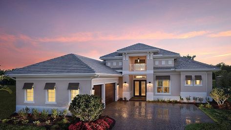 Cool Florida Style Home Floor Plans Tray Ceilings, Houses Exterior, Florida House Plans, Stucco Exterior, Florida Style, Beautiful House Plans, Florida House, Modern Houses, Exterior Siding