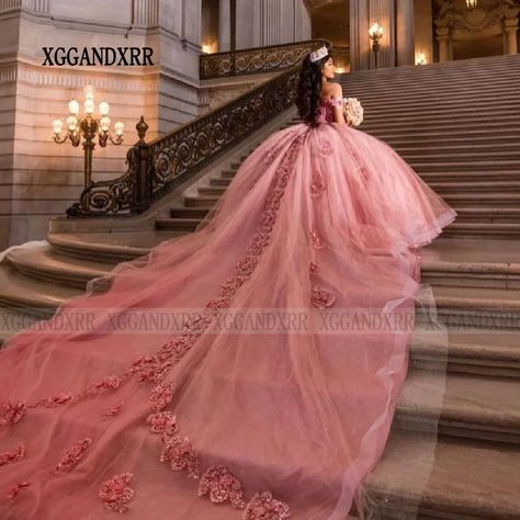 Luxury Pink Off Shoulder Mexican Quinceanera Dress Appliques Beads Vestido De XV Anos Birthday Party Moda2000 Quince Dresses, Mexican Quinceanera, Quinceanera Dress, Quince Dresses, Quinceanera, Sweet 16, Appliques, Off Shoulder, Birthday Party