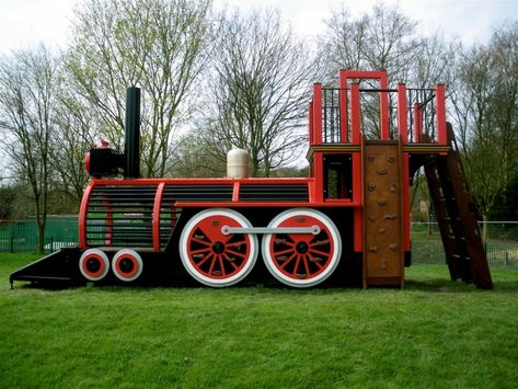 Amazing Playgrounds: Wooden Play Train Train Playground, Amazing Playgrounds, Wood Playground, Bridge Ideas, Playhouse Plans, Commercial Playground Equipment, Indoor Play Areas, Outdoor Play Areas, Wendy House