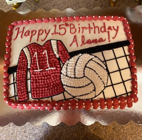 Volleyball Sheet Cake, Volleyball Themed Cake, Volleyball Birthday Cakes, Piping Ideas, Volleyball Birthday, Fun Appetizers, Volleyball Party, Sports Themed Cakes, Happy 15th Birthday