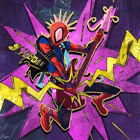 Spider Punk Background, Spiderpunk Comic Panels, Spiderman Playlist Covers, Spider Man Glitch, Spider Punk Comic, Spiderpunk Art, Spider Punk Art, Punk Background, Punk Drawing