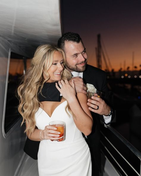 A yacht reception + a killer sunset perfect for the Pinkney’s. can’t think of anything sweeter than this Venue: @loewscoronado Photographer: @mckenzietaylorphoto Planner/ Coordinator: @sereneeventsanddesign Florist: @floweryoubeautiful Dress: @plumebridal @essenceofaustralia @bustleonwheels Hair: @beccaburdette_hairbabe @hairbyjuliagaffney Make-Up: @beautybynat___ Videographer: @loveinhues_ Cake/dessert provider: @madtreatsbakeshoppe @violetcakecompany Caterer/ Food: @ilfornaioresta... Yacht Reception, Yacht Wedding, A Yacht, Cake Desserts, My Photos, Florist, Dessert, Make Up, Photographer