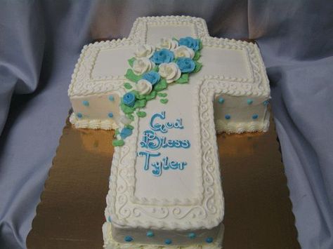 17 Best ideas about Baptism Cross Cake on Pinterest | Baby ... Cross Cake Ideas, Boys First Communion Cakes, Baptism Cross Cake, Baptismal Cake, Baby Dedication Cake, Baptism Cake Boy, Cross Cookie, Dedication Cake, Baptism Cupcakes