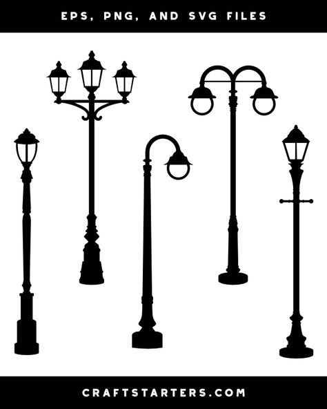 Street Lamp Illustration, Lamp Silhouette, Silhouette Clip Art, Lantern Set, Silhouette Png, Street Lamp, Art Drawings Sketches Simple, Art Drawings Sketches, City Lights