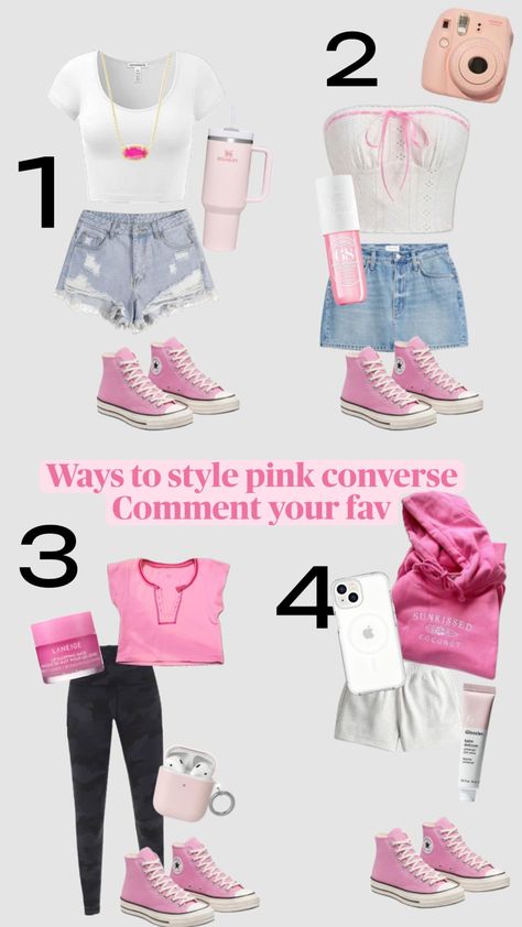 #outfitinspo #pink #aesthetic #converse #fits #fitspo #outfits Converse Pink Outfit, Pink Converse Outfit, Outfits With Pink, Converse Fits, Aesthetic Converse, Converse Outfit, Converse Pink, Pink Converse, First Day Of School Outfit