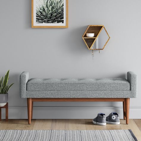 Mid Century Modern Settee, Modern Settee, Settee Bench, Mom Ideas, Project 62, Modern Bench, Settee, Comfortable Seating, Accent Pieces