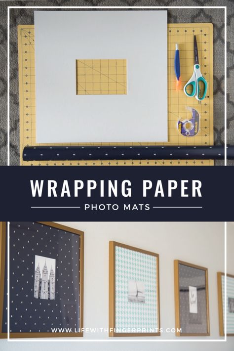 Diy Photo Matting, Framed Wrapping Paper, Thrifted Frames, Diy Framed Art, Framed Scrapbook Paper, Paper Picture Frames, Picture Displays, Diy Wrapping Paper, Wallpaper Crafts