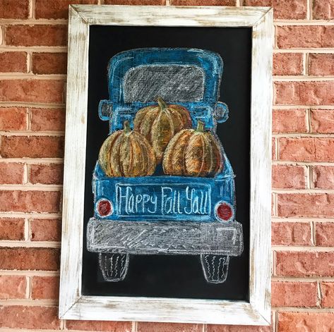 Fall chalkboard art for the front porch. Fall Chalkboard Art, Chalkboard Pictures, Chalk Markers Art, Chalkboard Art Diy, Fall Chalkboard, Plank Art, Backyard Hammock, Chalk Marker, Chalkboard Designs