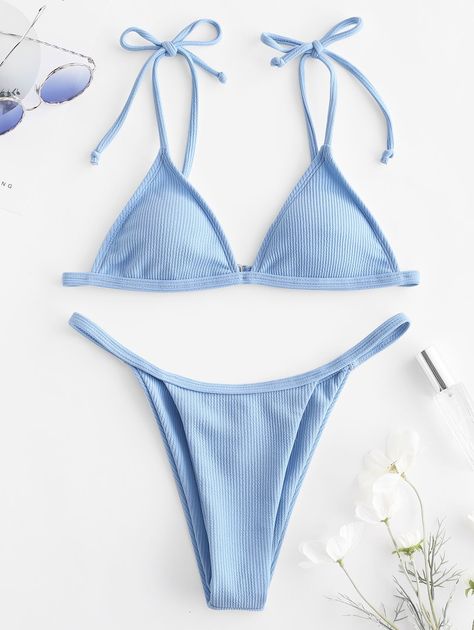 Zaful Swimwear, Beach Ware, Cute Swimwear, Cheap Swimsuits, Swimwear Store, Swimwear Model, Pinterest Design, Light Sky Blue, White Bikinis