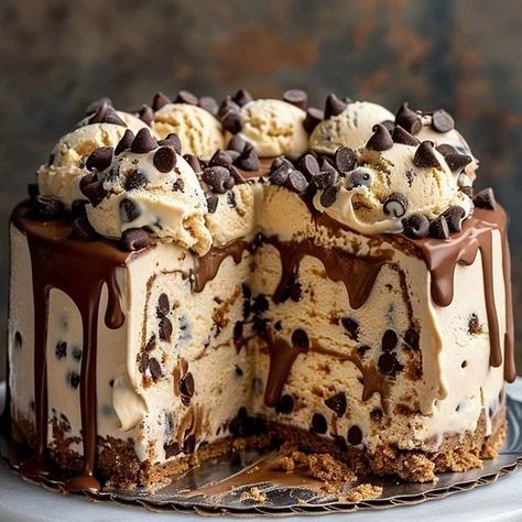 Indulge in a decadent Chocolate Chip Cookie Dough Ice Cream Cake with our simple step-by-step recipe. Perfect dessert for gatherings! Sponge Cake Roll Recipe, Cookie Dough Ice Cream Cake, Healthy Cheesecake Recipes, Chocolate Chip Cookie Dough Ice Cream, Cookie Dough Cake, Food Reference, Cookies Box, Ice Cream Cake Recipe, Cookie Dough Ice Cream