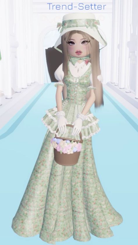 Cottage Core Dti Outfits, Cottage Core Outfits Dress To Impress, Medieval Dress To Impress Outfit, Dti Spring Outfit Theme, Dti Theme Spring, Dti Florals Outfit Idea, Spring Dress To Impress Roblox Outfits, Dress To Impress Rotten To The Core, Spring Dress To Impress Outfit