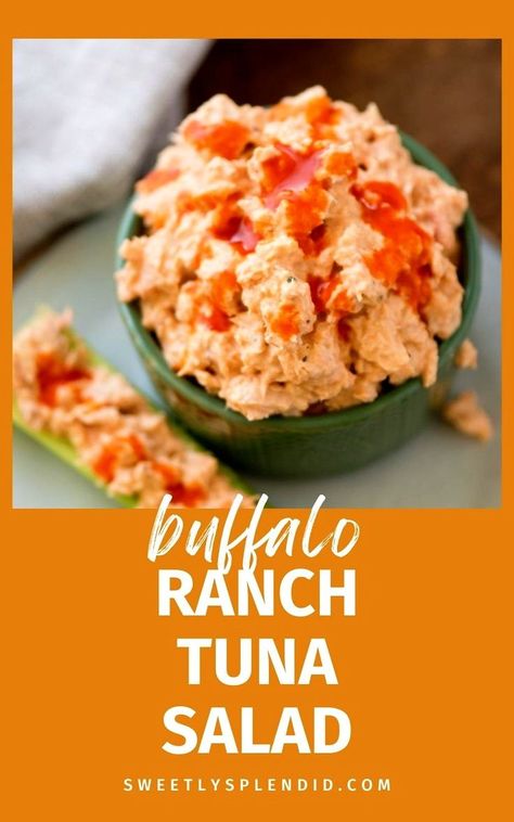 "Create a delicious and satisfying meal with our easy Spicy Buffalo Tuna Salad recipe! Made with ranch dressing and perfect for wraps or sandwiches, this is the best way to enjoy a flavorful lunch." Buffalo Tuna Salad, Ranch Tuna Salad, Ranch Tuna, Buffalo Tuna, Tuna Packets, Spicy Tuna Salad, Salsa Ranch, Classic Tuna Salad, Tuna Wrap