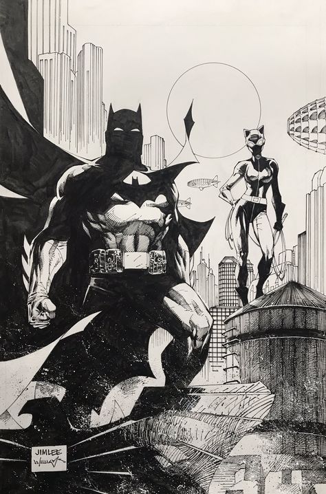 Jim lee Batman catwoman Superman Worlds Finest, Jim Lee Batman, Jim Lee Art, Batman Catwoman, Batman Drawing, Comic Book Art Style, Worlds Finest, Univers Dc, Jim Lee