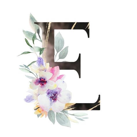 Watercolor Lettering, Instagram Highlights, Letter E, Watercolor Flower, Flower Wallpaper, Flower Design, Watercolor Flowers, Creative Market, Flower Designs