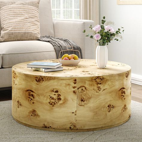 Foundstone™ Reno Burl Wood Coffee Table & Reviews | Wayfair Burl Wood Coffee Table, Round Drum Coffee Table, Burled Wood Coffee Table, Tree Burl, Wood Burl, Woodgrain Pattern, Drum Coffee Table, Natural Coffee, Coffee With Friends